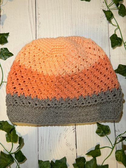 Grey/Orange Handmade Beanie