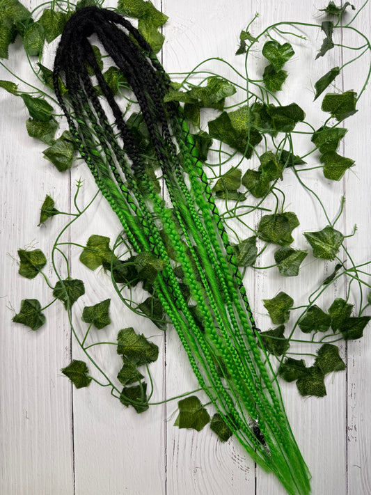 Set of 5, 59-61cm Black Light Green Blend Mixed Texture Synthetic Extensions