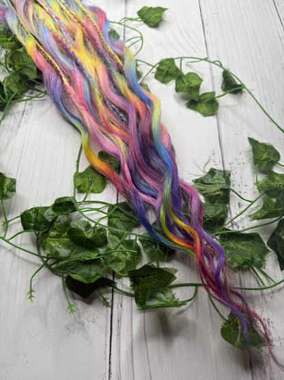 Set of 6, 64cm Rainbow Blend Mixed Texture Synthetic Extensions