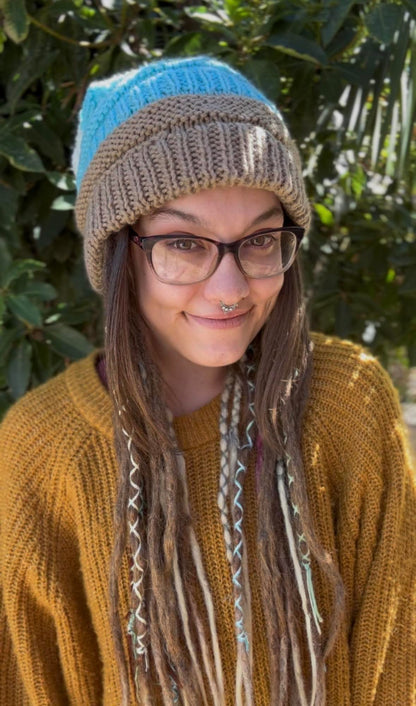 Neutral Blue Handmade Beanie