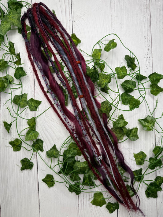 Set of 6, 59-65cm Crimson Shadow Blend Mixed Texture Synthetic Extensions