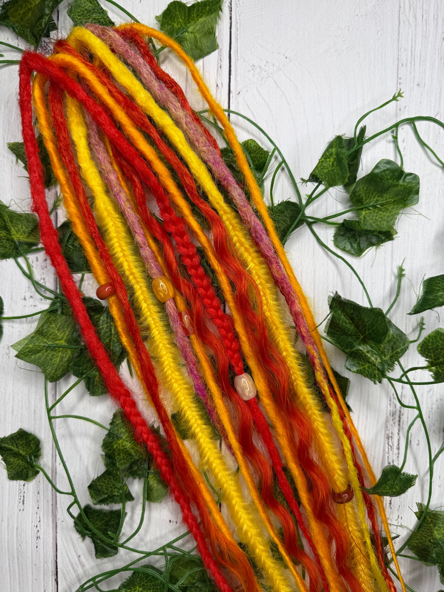 Set of 7, 51-63cm Inferno Glow Blend Mixed Texture Synthetic Extensions