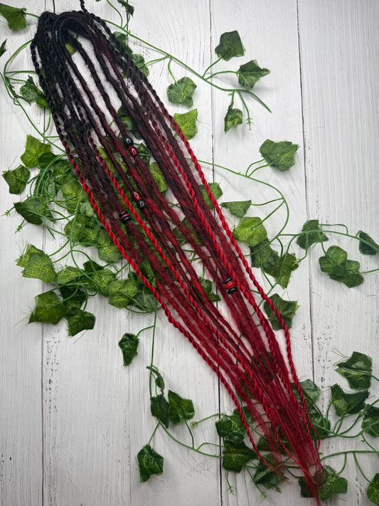 Set of 8, Red Back Spider Blend Mixed Texture Synthetic Extensions