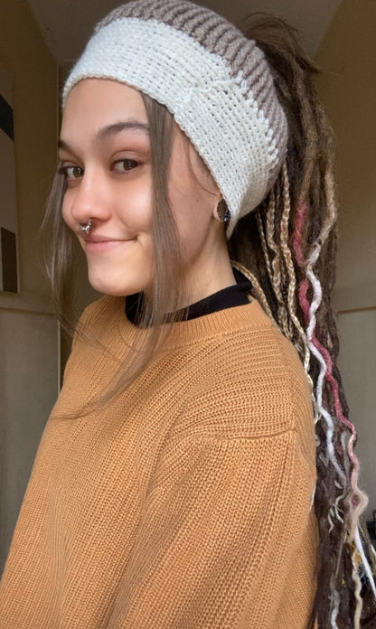 Soft brown Handmade Beanie with hole