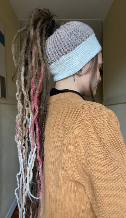 Soft brown Handmade Beanie with hole