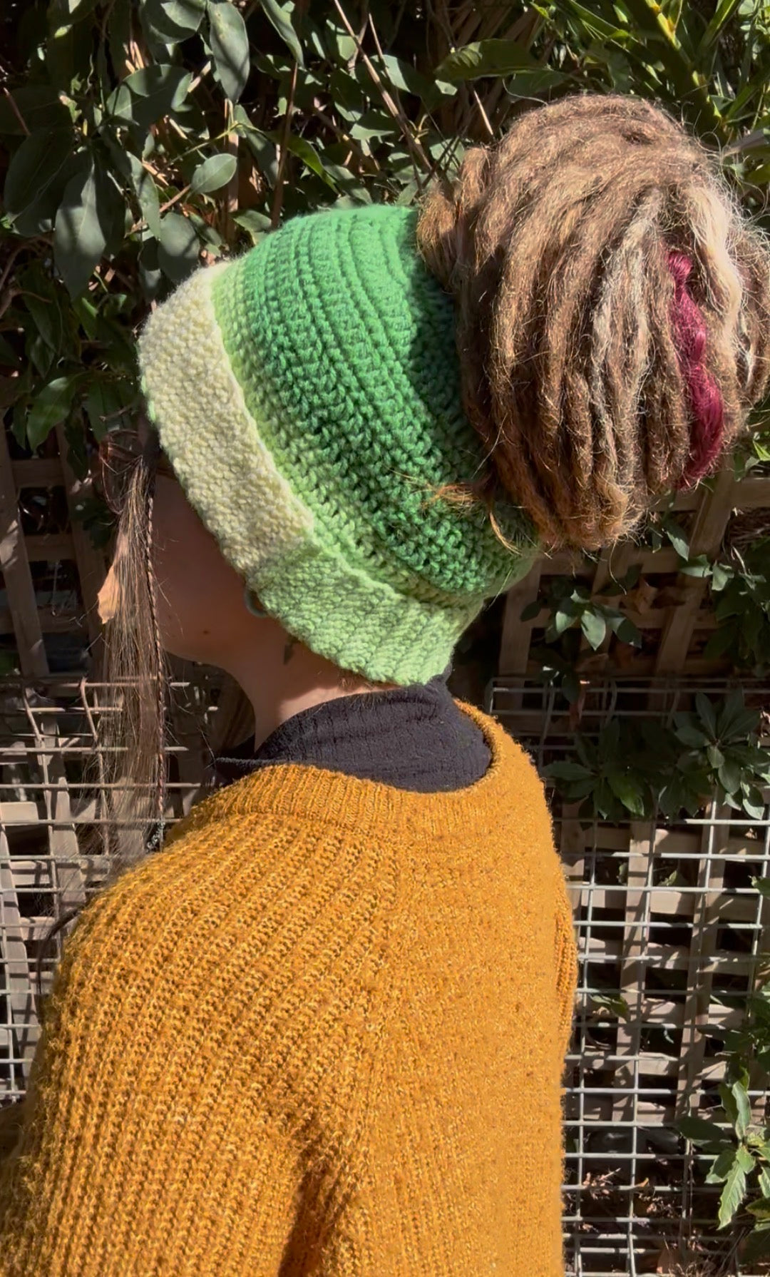 Light Green Mixed Colour Beanie With Hole