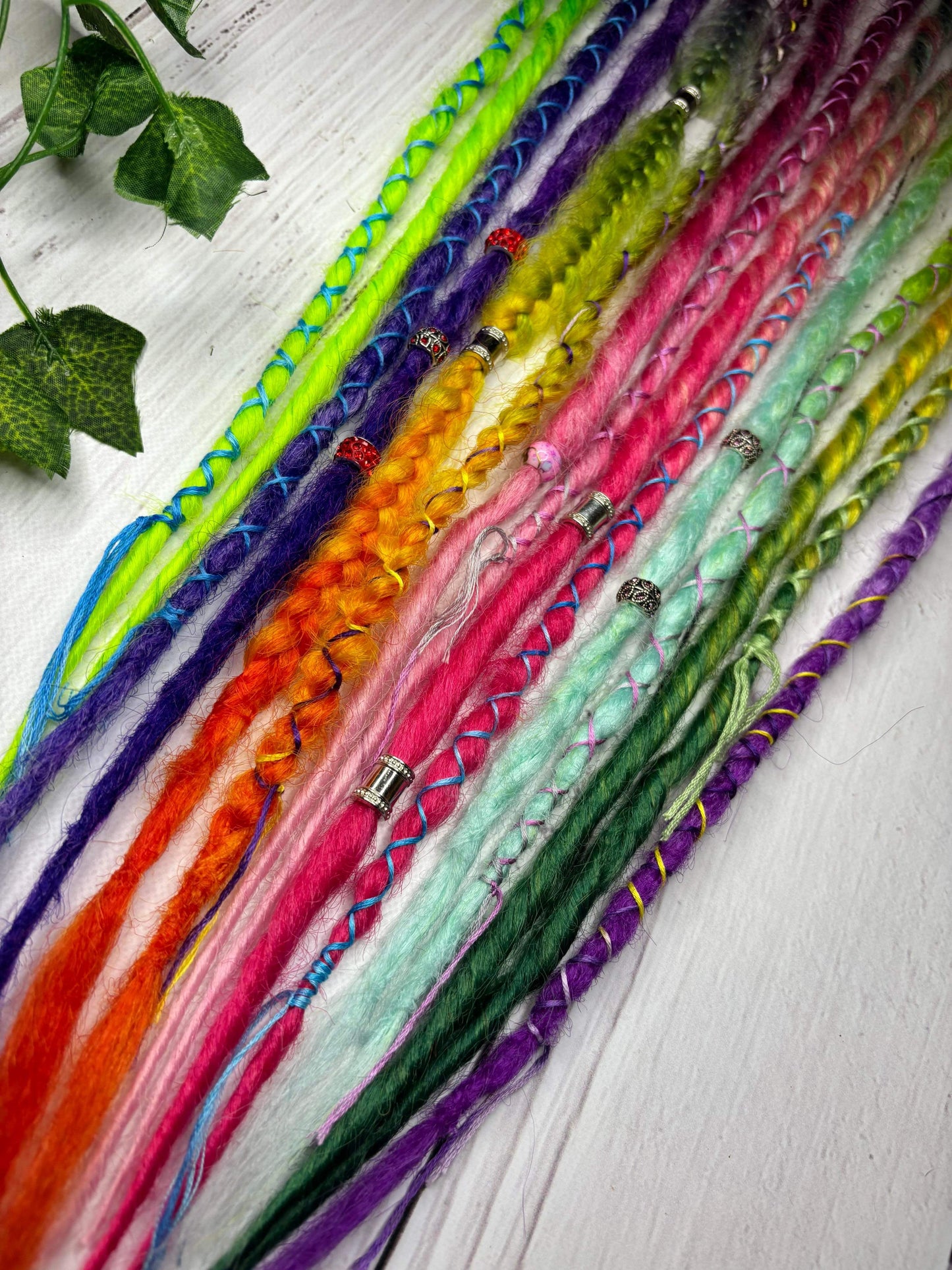 Set of 8, 49-54cm Bright Rainbow Synthetic Extensions