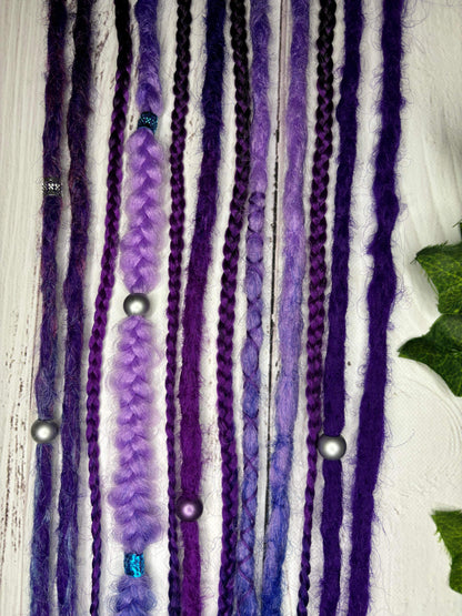 Set of 9, 58-64cm Deep Purple Blend Synthetic Extensions