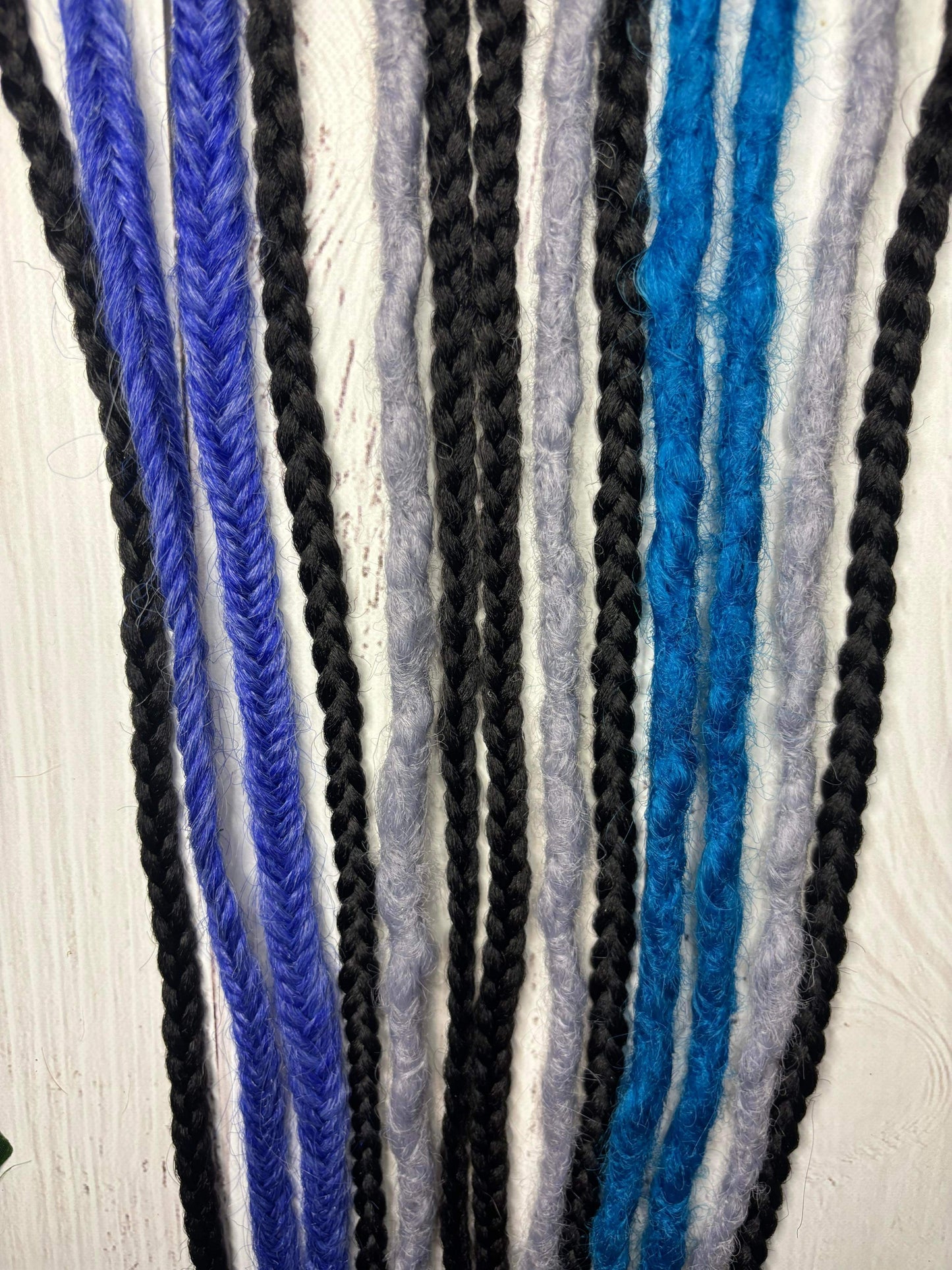 Set of 11, 58-69cm Blue Grey and Black Synthetic Extensions