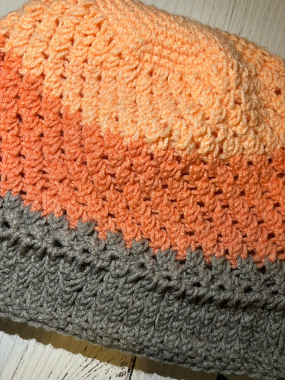 Grey/Orange Handmade Beanie