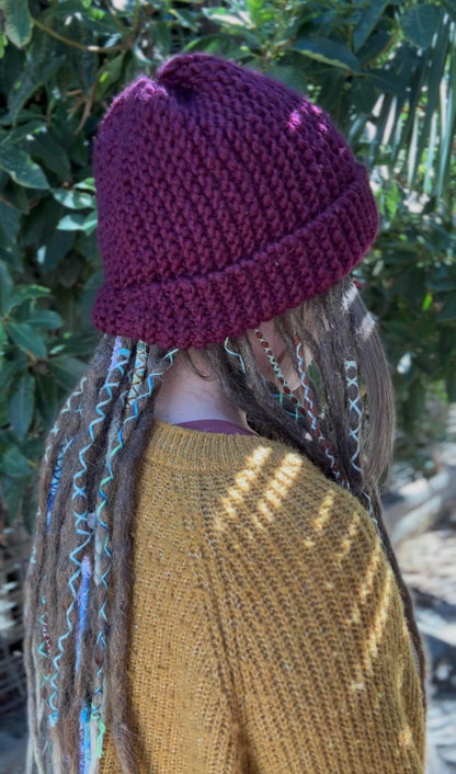 Thick Maroon Handmade Beanie
