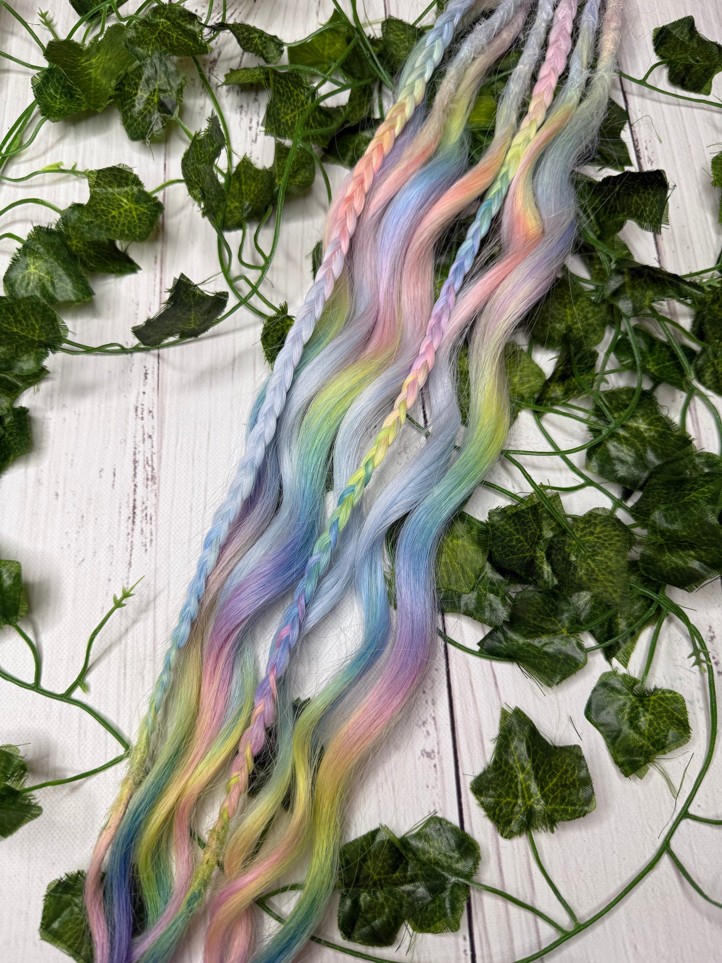 Set of 4, 52cm Rainbow Cloud Mixed Texture Synthetic Extensions