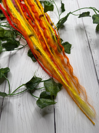 Set of 7, 51-63cm Inferno Glow Blend Mixed Texture Synthetic Extensions