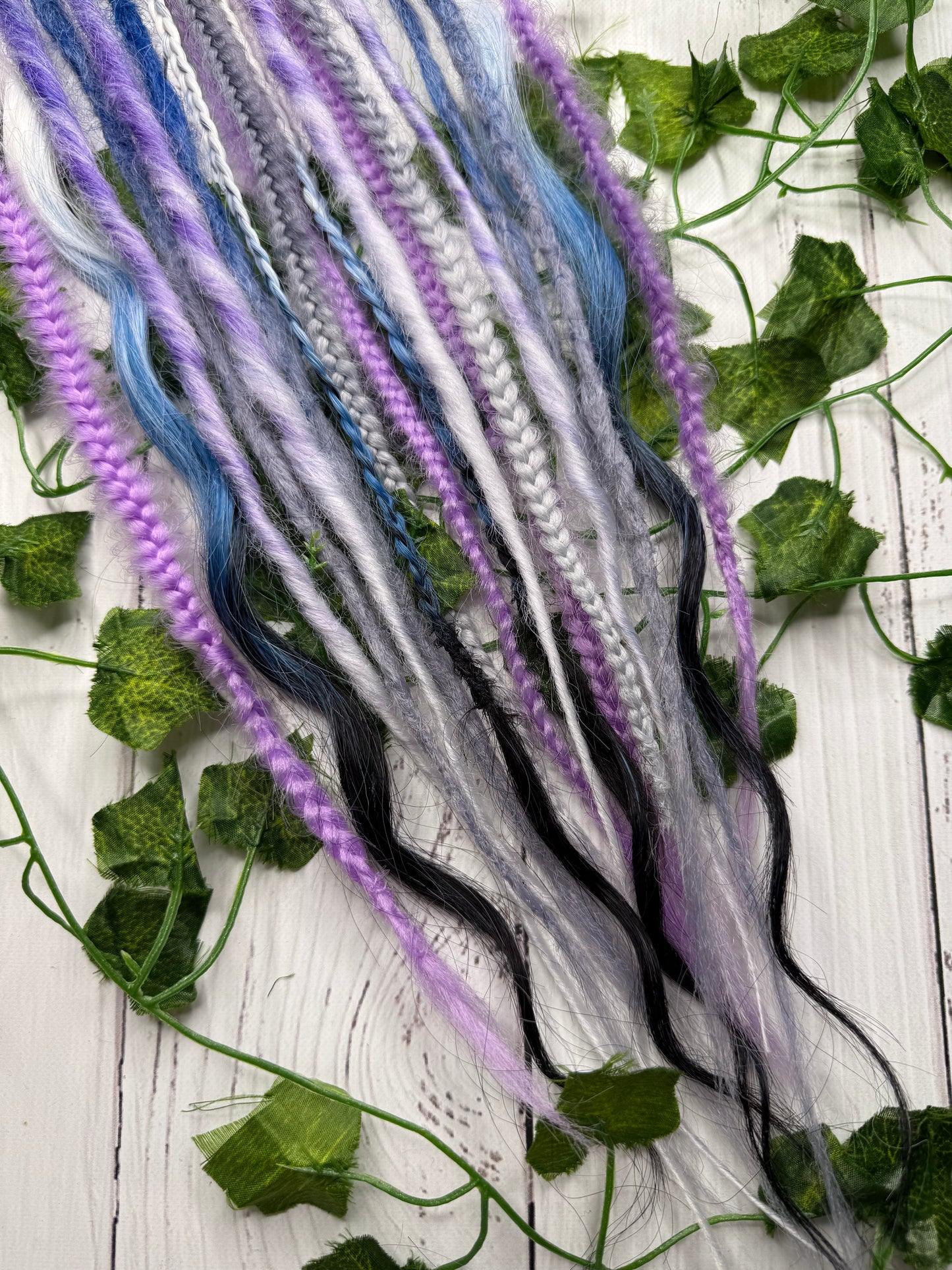 Set of 9, 55-63cm Violet Eclipse Blend Mixed Texture Synthetic Extensions