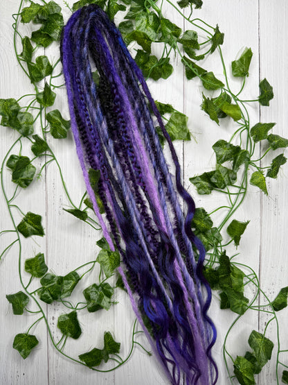 Set of 8, 58-67cm Purple Blend Mixed Texture Synthetic Extensions