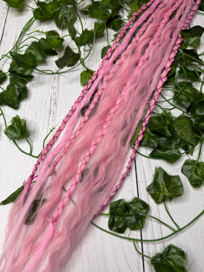 Set of 4, 52-62cm Pink Lightning Mixed Texture Synthetic Extensions