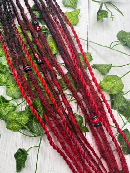 Set of 8, Red Back Spider Blend Mixed Texture Synthetic Extensions