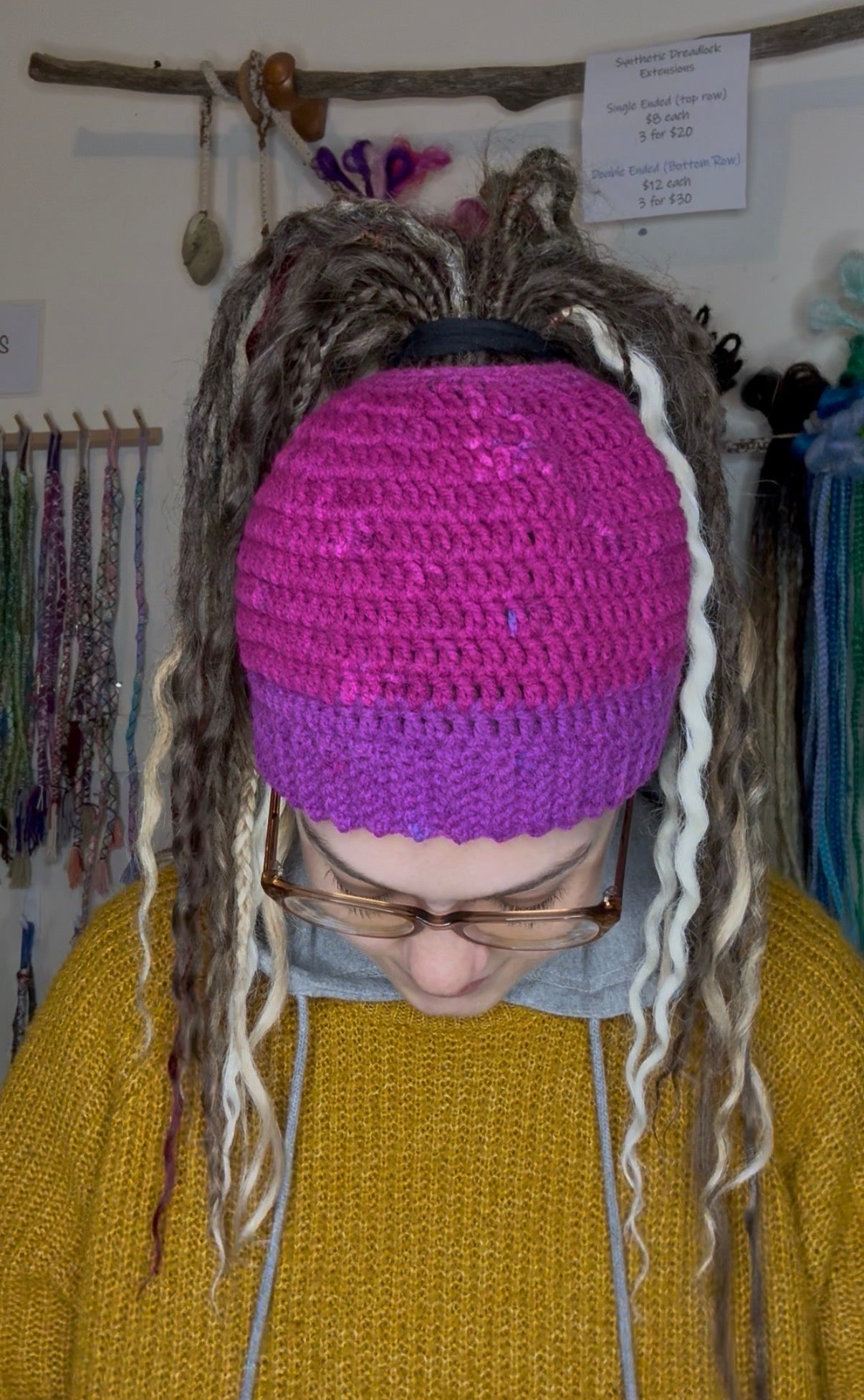 Purple Mixed Colour Beanie With Hole