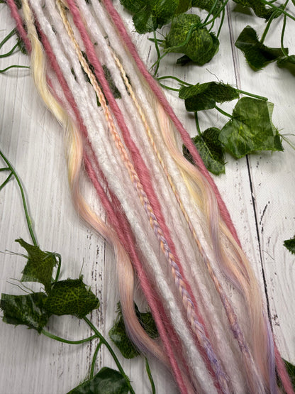 Set of 6, 58-64cm Pastel Pink Mixed Texture Synthetic Extensions