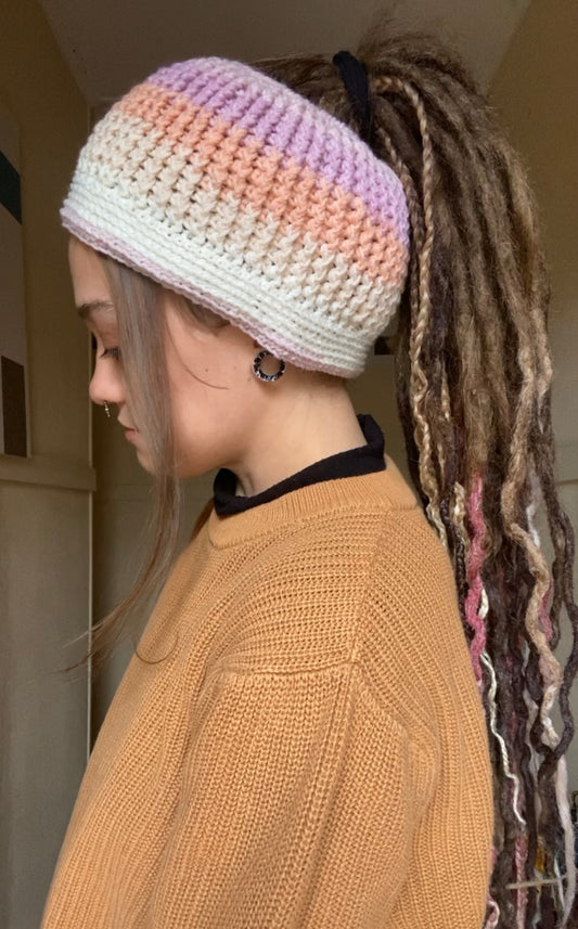 Pink Handmade Beanie with hole