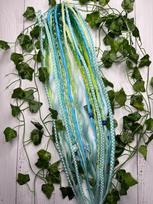 Set of 11, Seafoam Blend Mixed Texture Synthetic Extensions