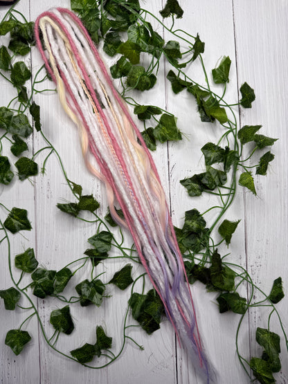 Set of 6, 58-64cm Pastel Pink Mixed Texture Synthetic Extensions