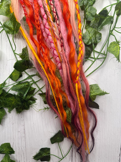 Set of 8, 52-61cm Summer Sunset Blend Mixed Texture Synthetic Extensions