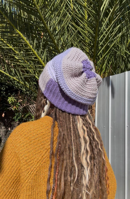 Purple And Grey Reversible Beanie