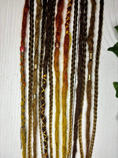 Set of 12, 60-65cm Autumn Brown Synthetic Extensions
