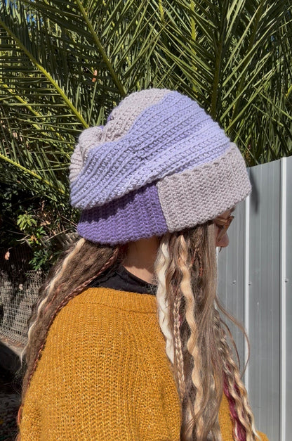 Purple And Grey Reversible Beanie