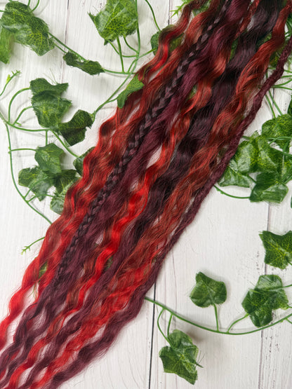 Set of 4, 61-66cm Crimson Spice Mixed Texture Synthetic Extensions