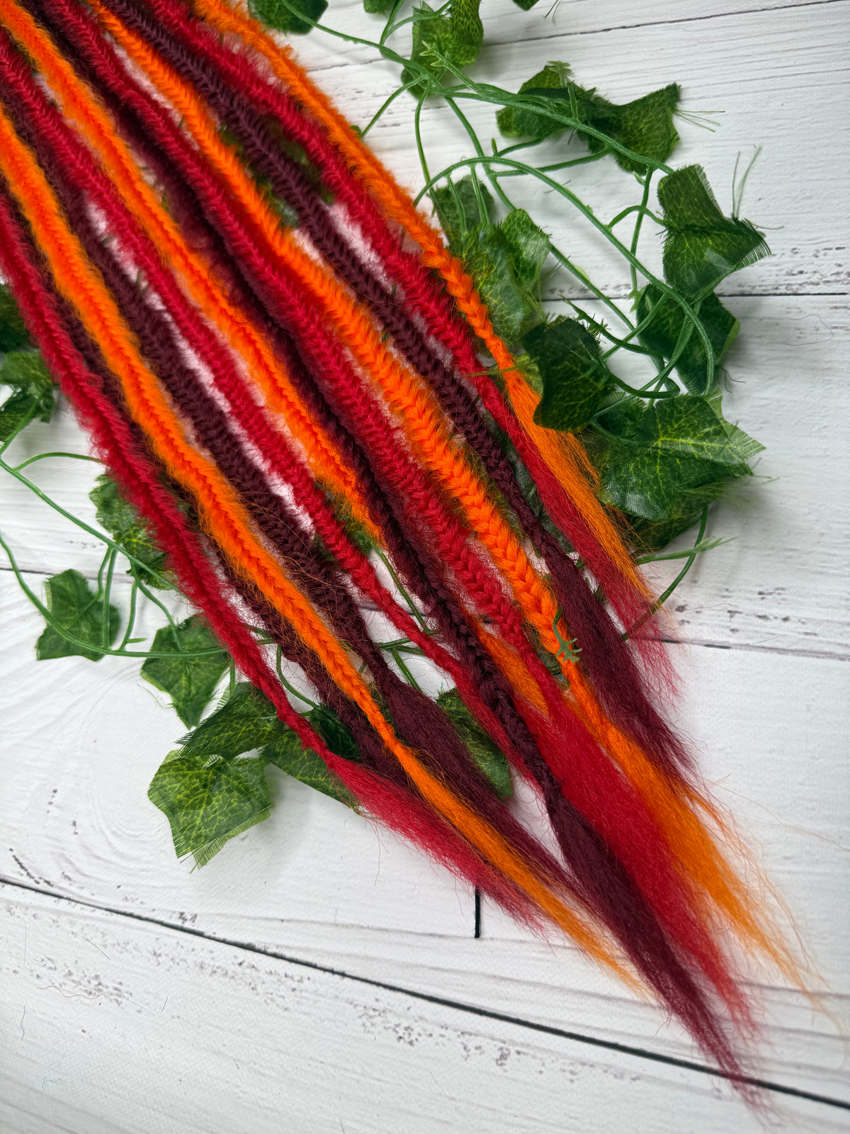 Set of 6, 50-61cm Ruby Sunset Mixed Texture Synthetic Extensions