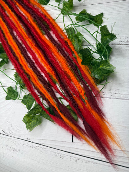 Set of 6, 50-61cm Ruby Sunset Mixed Texture Synthetic Extensions
