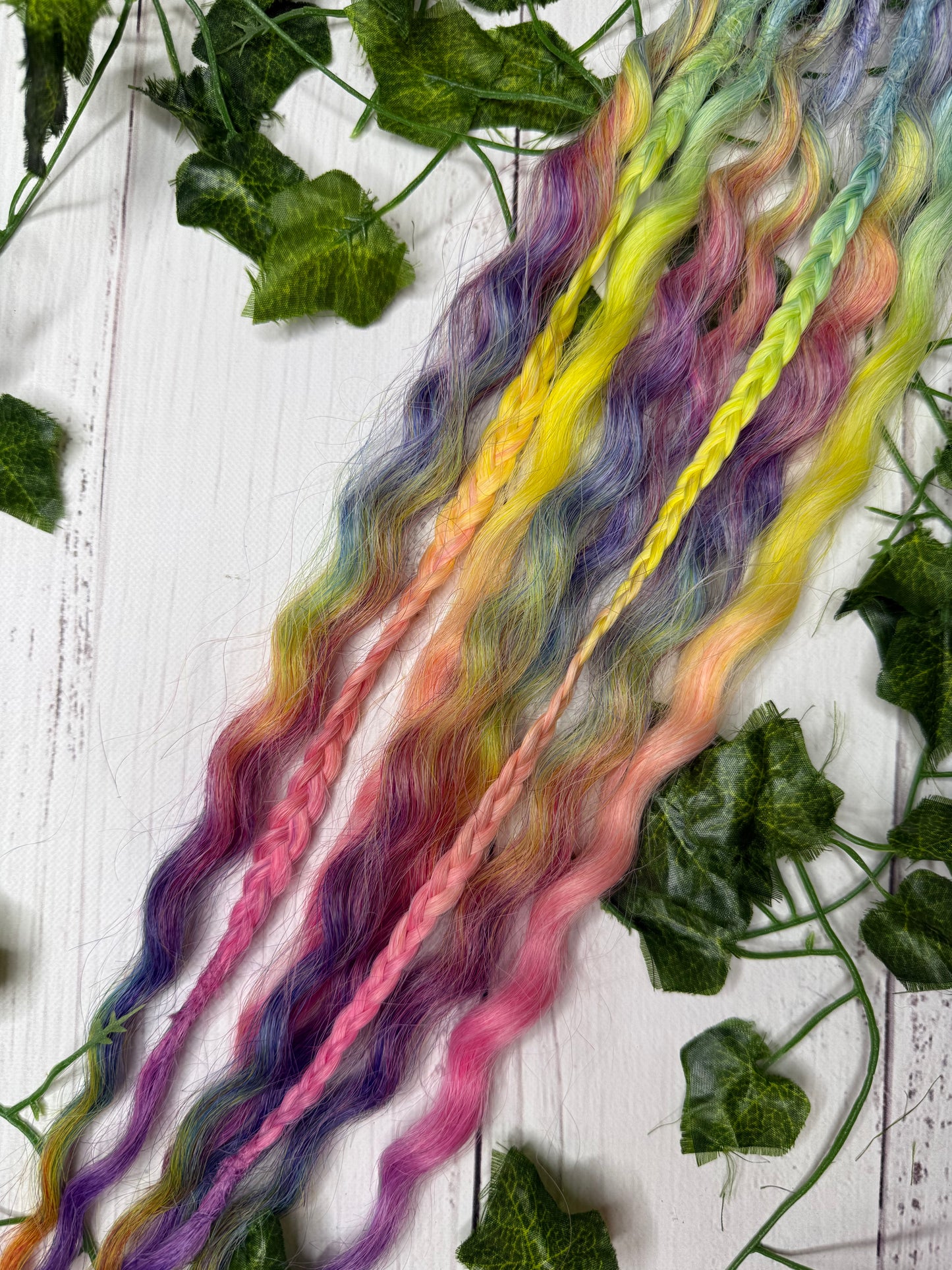 Set of 4, 52-56cm Rainbow Riot Mixed Texture Synthetic Extensions