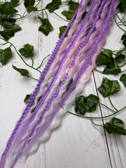 Set of 4, 52-59cm Lavender Blush Mixed Texture Synthetic Extensions