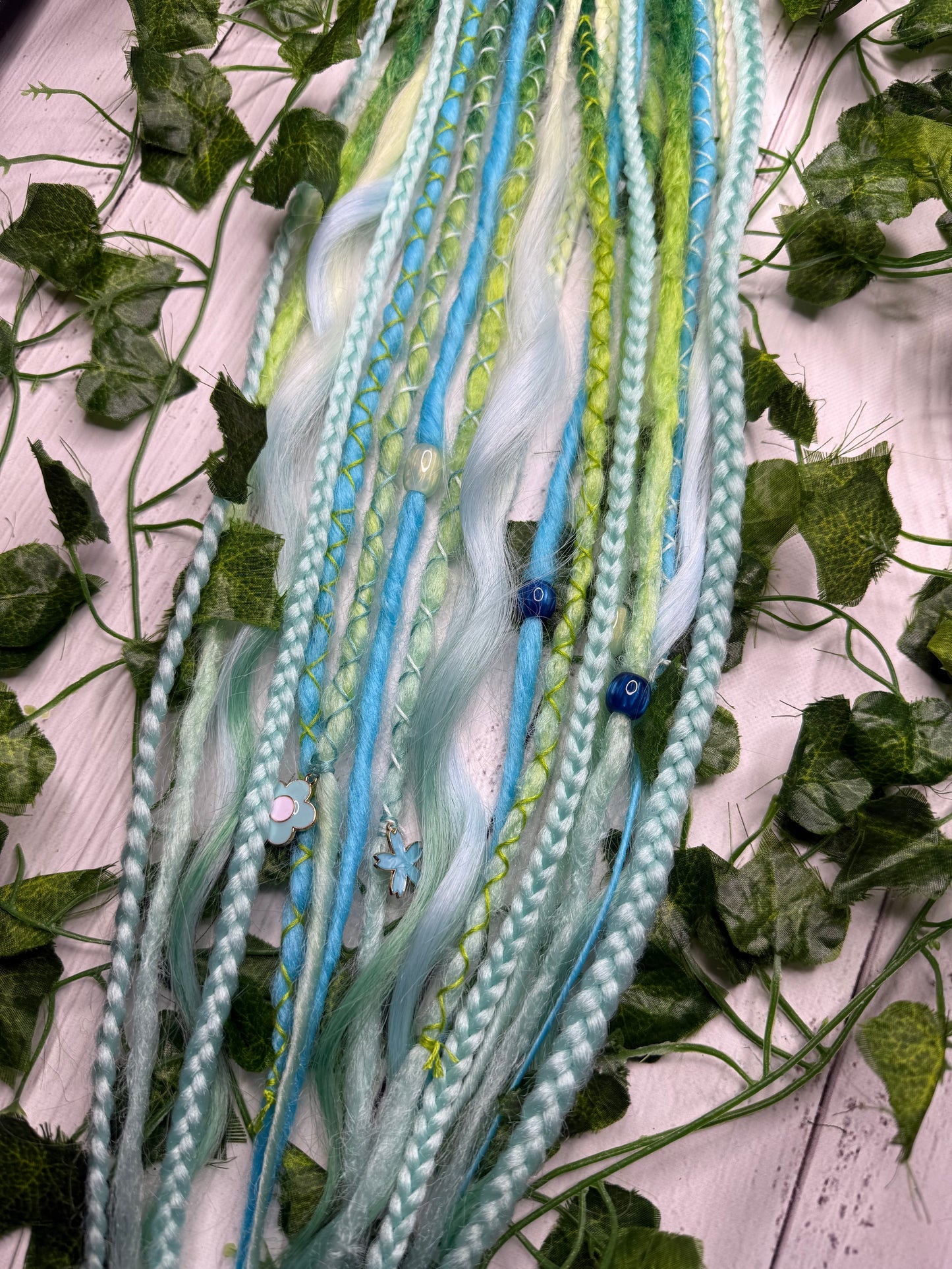 Set of 11, Seafoam Blend Mixed Texture Synthetic Extensions