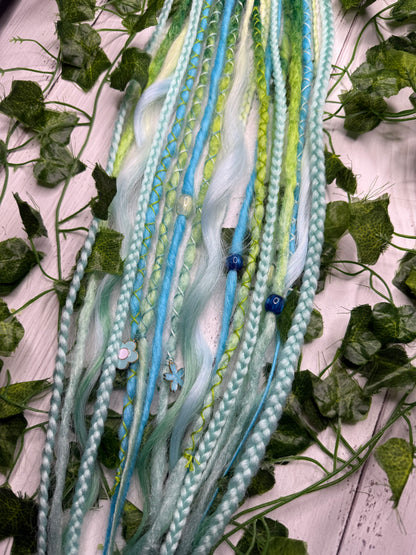 Set of 11, Seafoam Blend Mixed Texture Synthetic Extensions