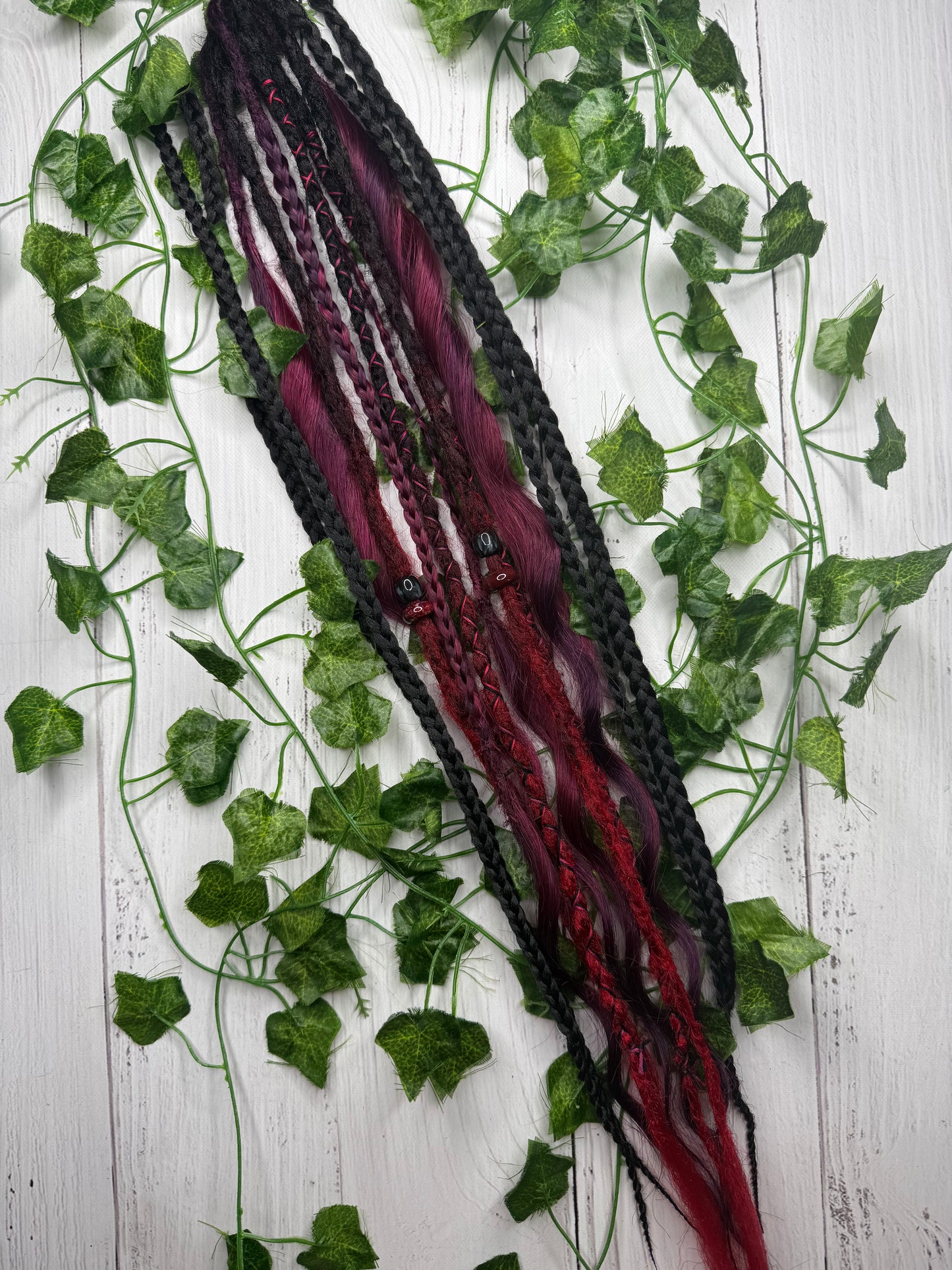 Set of 8, 62-66cm Black Cherry Rogue Blend Mixed Texture Synthetic Extensions