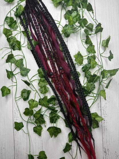 Set of 8, 62-66cm Black Cherry Rogue Blend Mixed Texture Synthetic Extensions