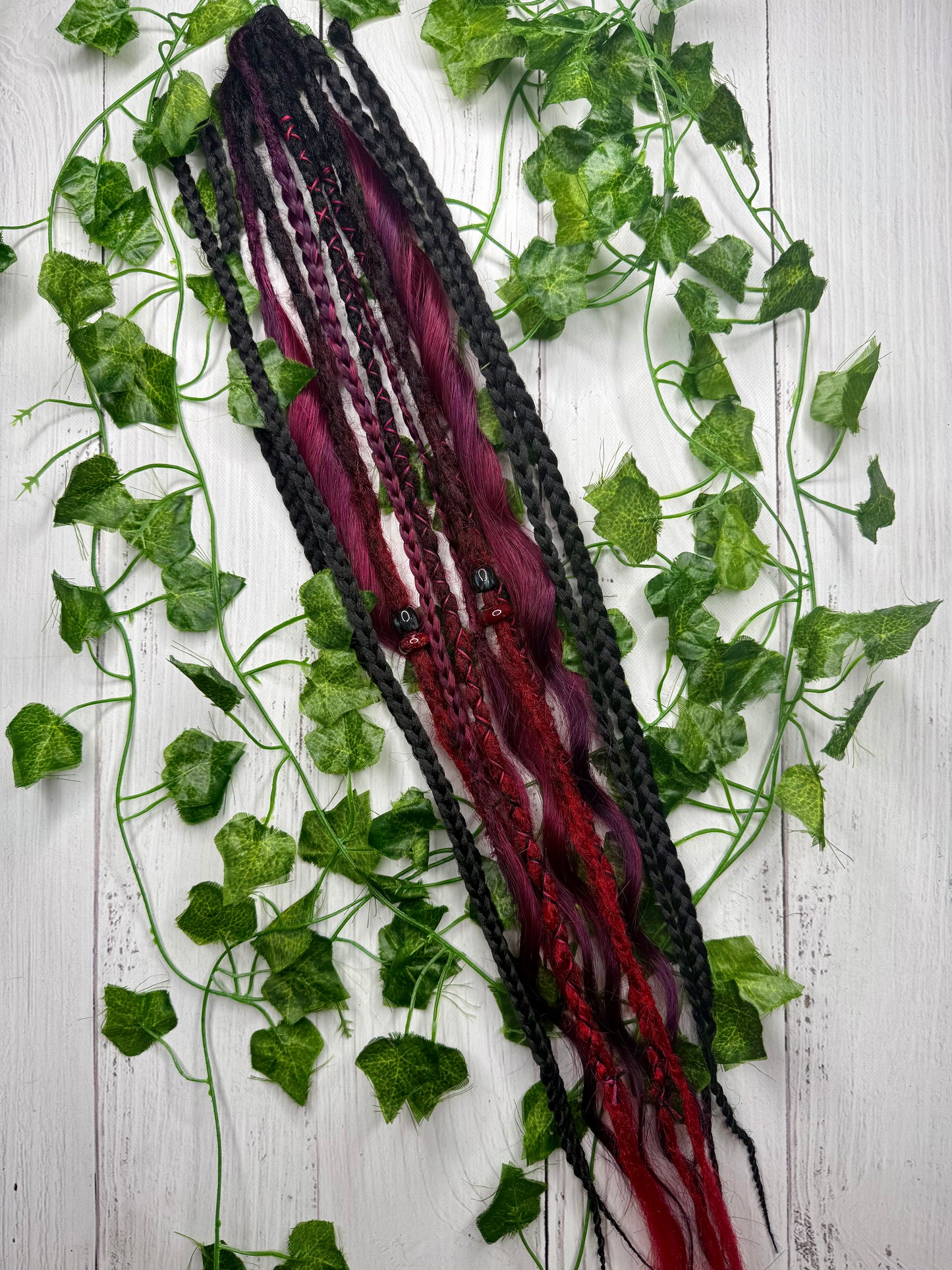 Set of 8, 62-66cm Black Cherry Rogue Blend Mixed Texture Synthetic Extensions