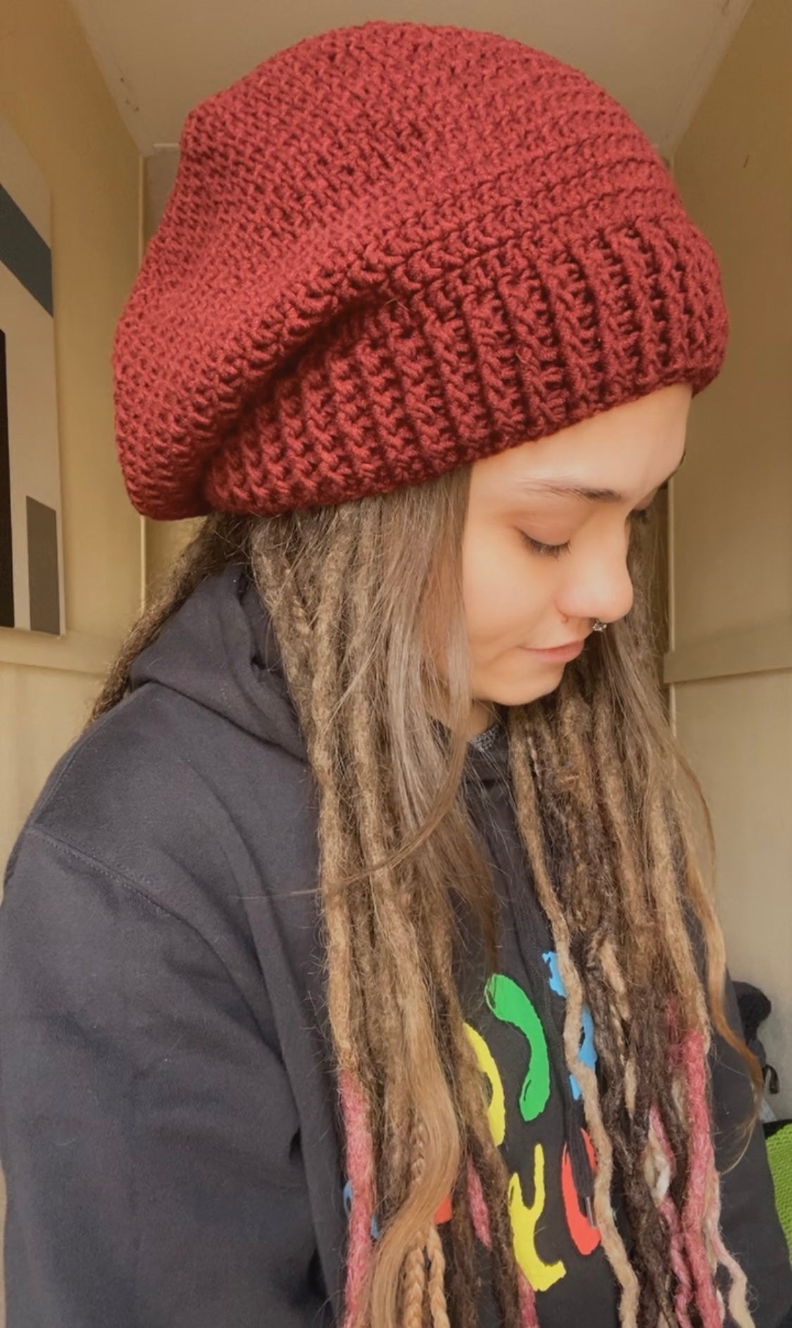 Burgundy Handmade Beanie