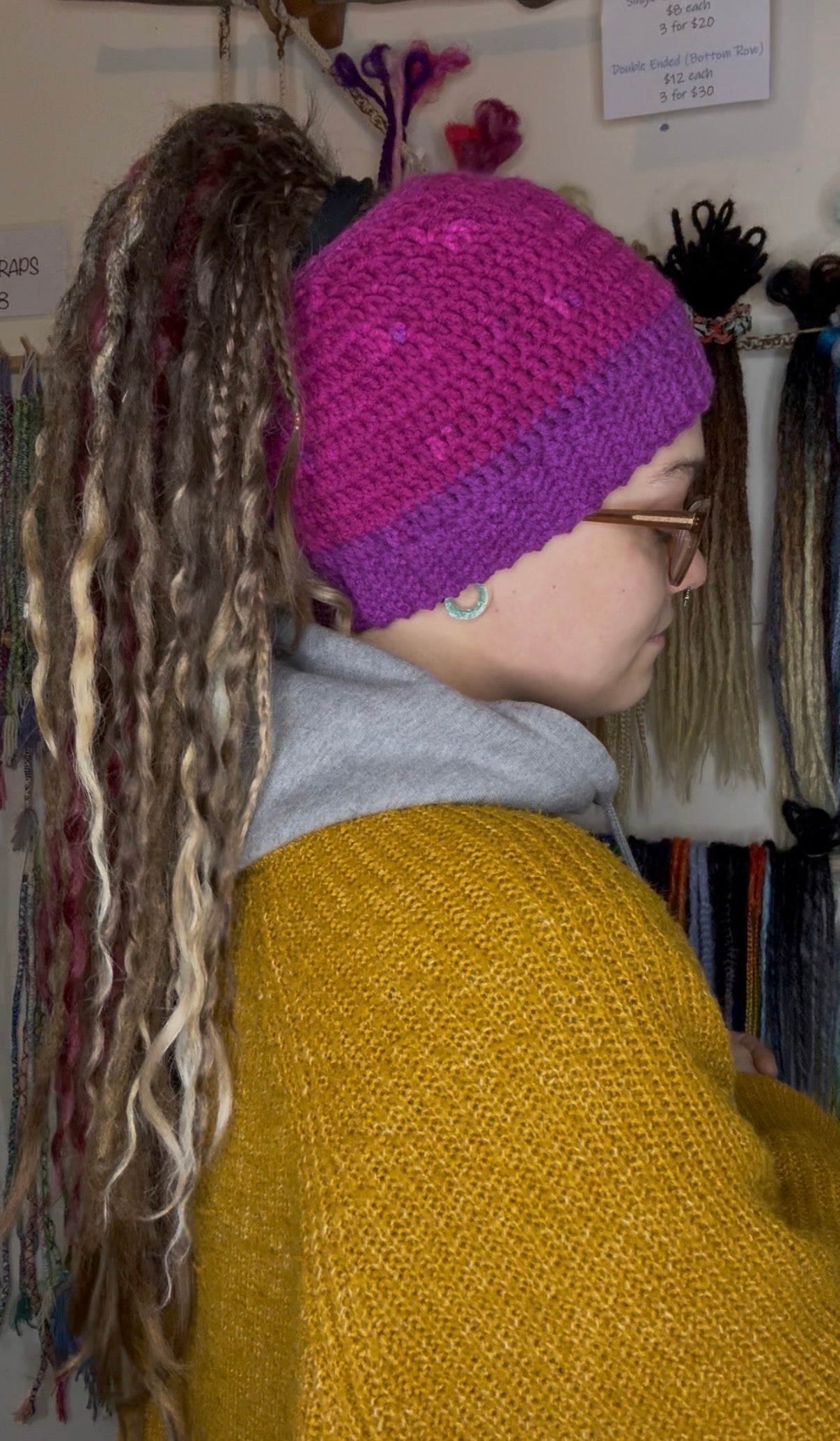 Purple Mixed Colour Beanie With Hole