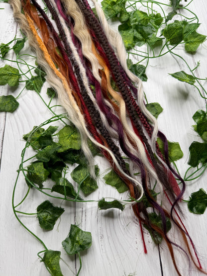 Set of 8, 51-69cm Amber Plum Blend Mixed Texture Synthetic Extensions