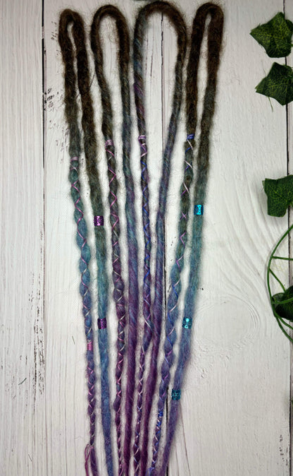 Set of 4, 48-54cm Brown to Blue/Purple Synthetic Extensions