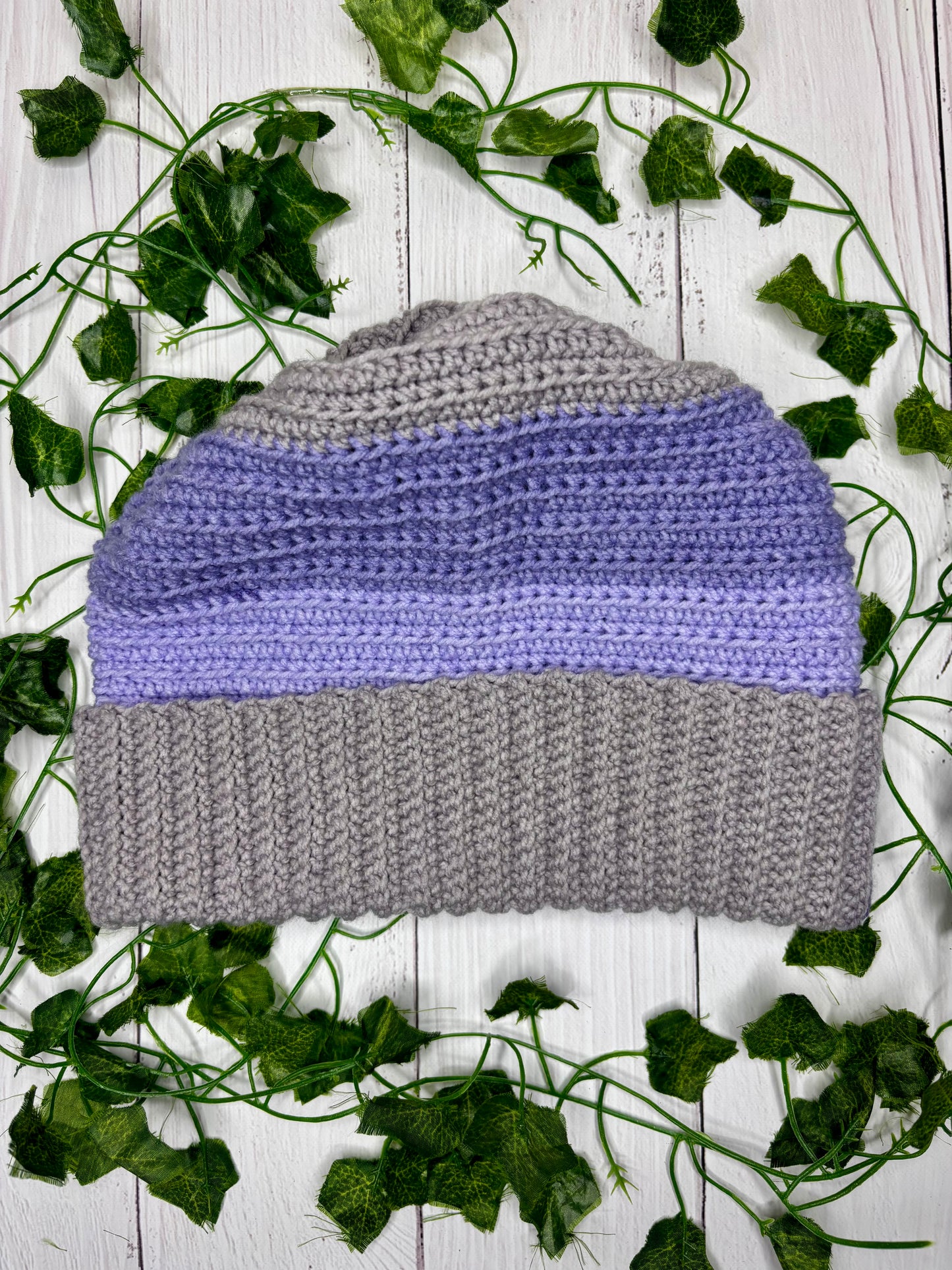 Purple And Grey Reversible Beanie