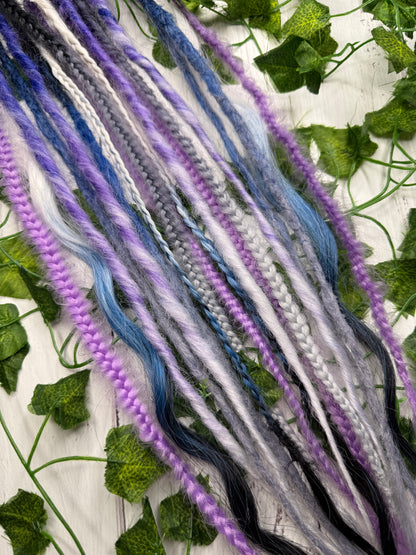 Set of 9, 55-63cm Violet Eclipse Blend Mixed Texture Synthetic Extensions