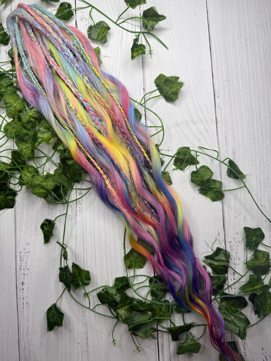 Set of 6, 64cm Rainbow Blend Mixed Texture Synthetic Extensions