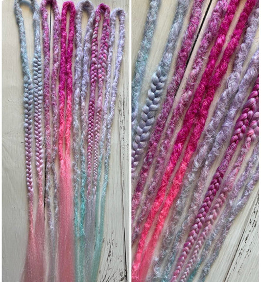 Set of 6 Pastel Fairy Floss Double Ended Dreadlocks