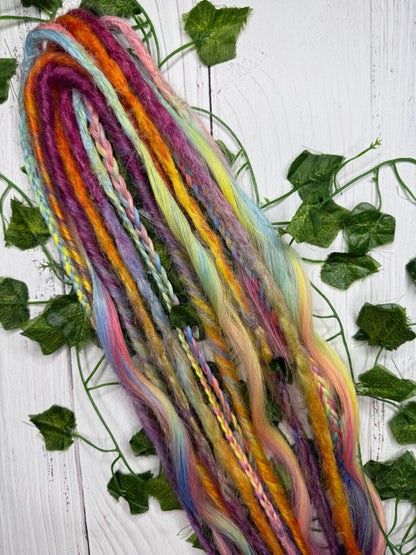 Set of 8, 61-68cm Colour Wheel Blend Mixed Texture Synthetic Extensions