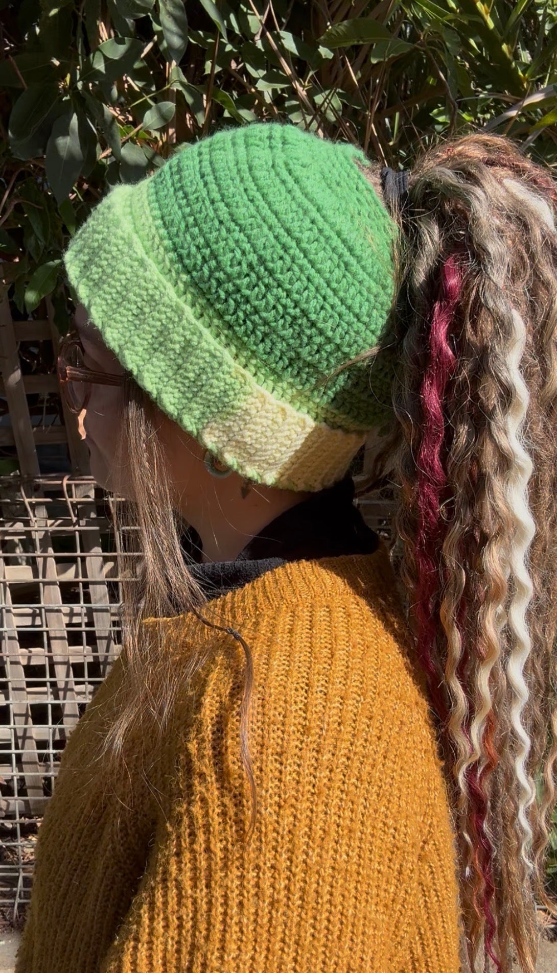 Light Green Mixed Colour Beanie With Hole